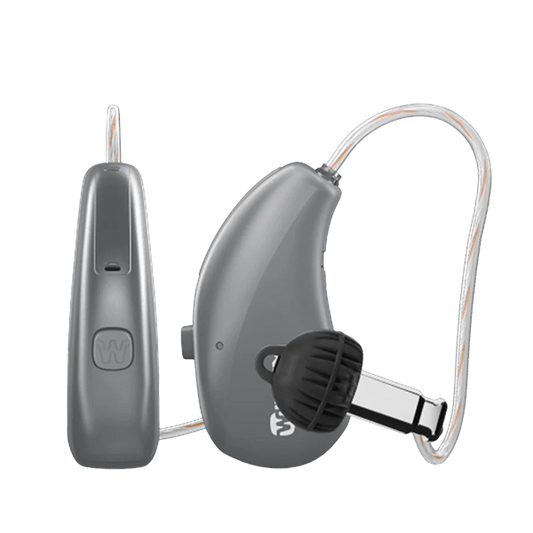 Widex Moment Sheet RIC hearing aid in titanium grey