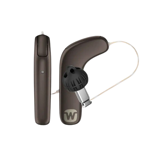Widex Smart RIC hearing aid in dark cherry