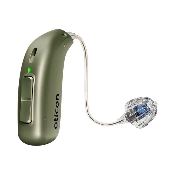 miniRITE_R_H1-2023_Left_C114OliveGreen_LEDgreen_Speaker60_OpenBassDome_900x900px_Original-file.webp