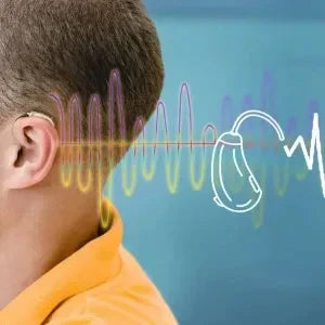 An ear with soundwaves going into it.