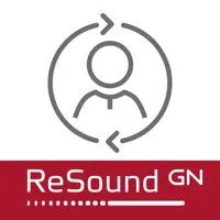 Logo of ReSound GN with a circular icon and person symbol on a white background