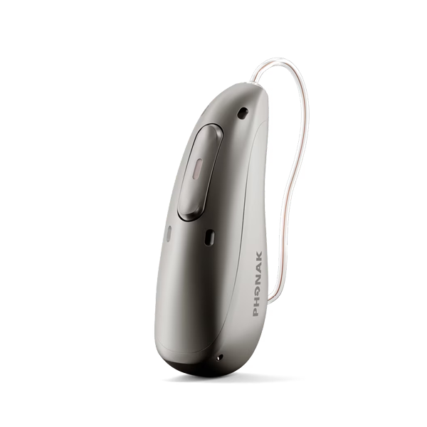 Hearing aid in graphite grey