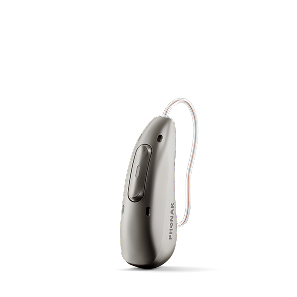 Phonak hearing aid in graphite grey 
