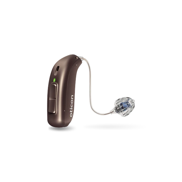 Oticon real hearing aid in chestnut brown