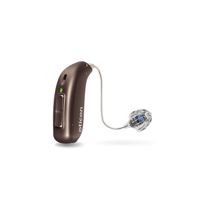 Oticon real hearing aid in chestnut brown