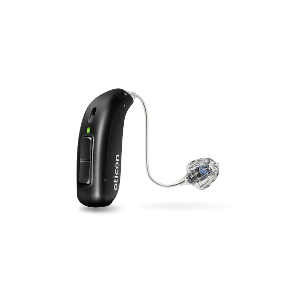 Oticon real hearing aid in diamond black