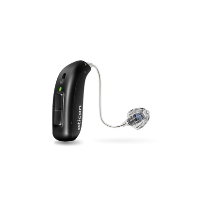 Oticon real hearing aid in diamond black