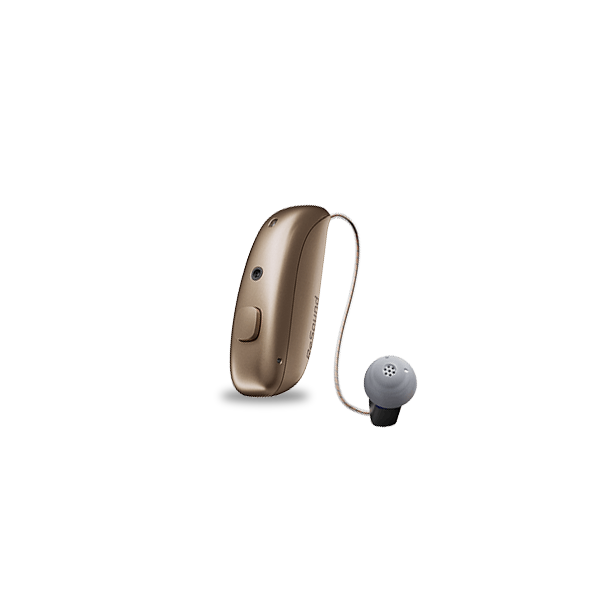 Hearing aid device on a white background