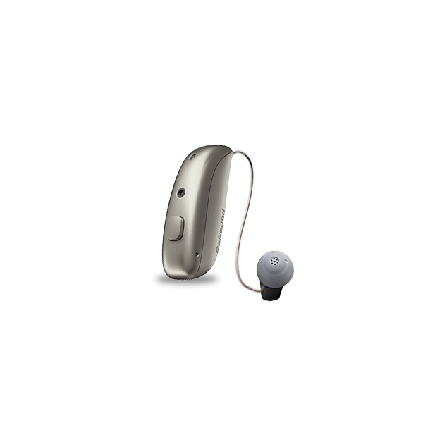 Hearing aid device on a white background