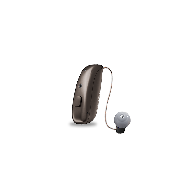 Hearing aid device on a white background