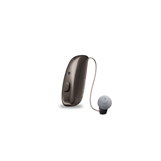 Hearing aid device on a white background