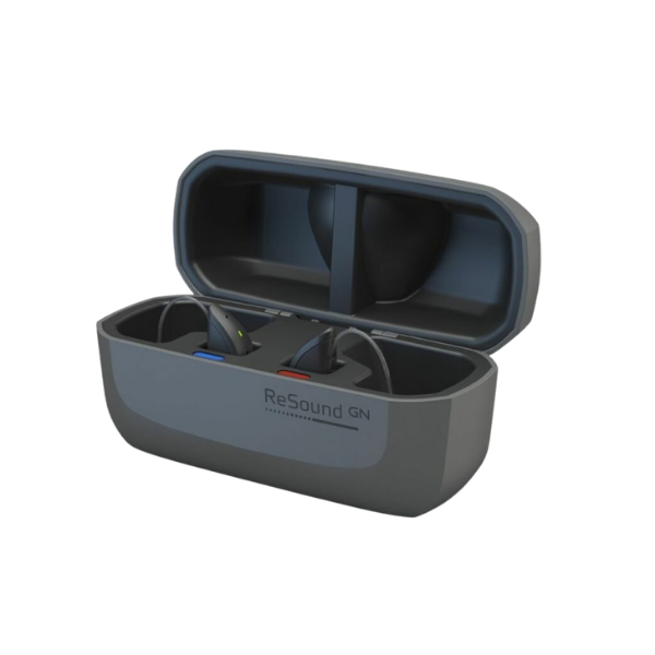 Gray case with ReSound GN branding on a white background