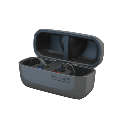Gray case with ReSound GN branding on a white background