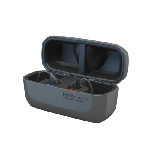 Gray case with ReSound GN branding on a white background