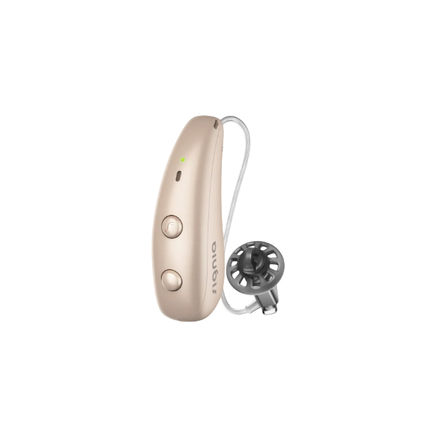 Signia Pure Charge&Go MaX hearing aid in Beige.