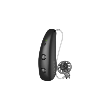 Signia Pure Charge&Go MaX hearing aid in Black.