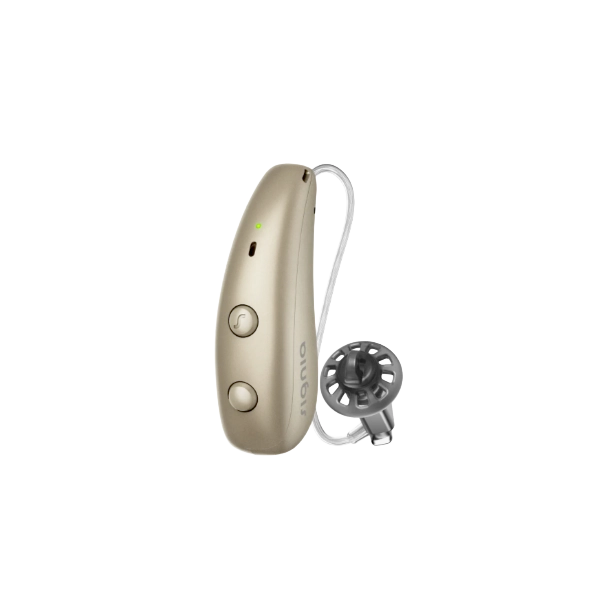 Signia Pure Charge&Go MaX hearing aid in Honey Blonde.