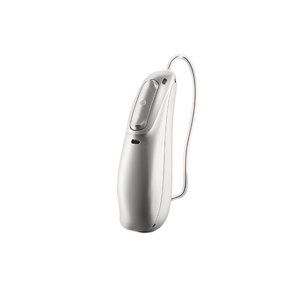 Hearing aid in silver grey