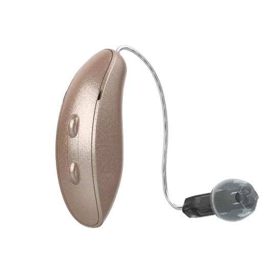 Starkey G Series AI RIC hearing aid in beige