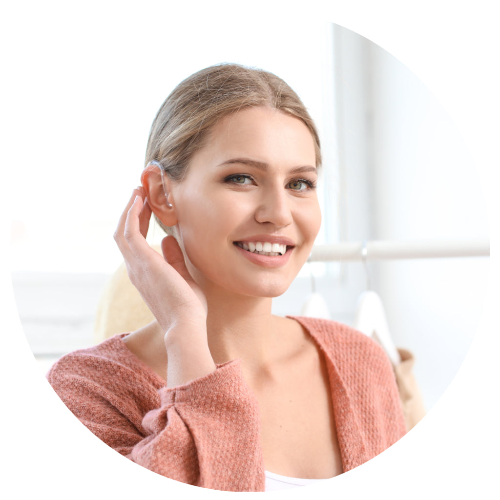 Woman wearing a hearing aid 