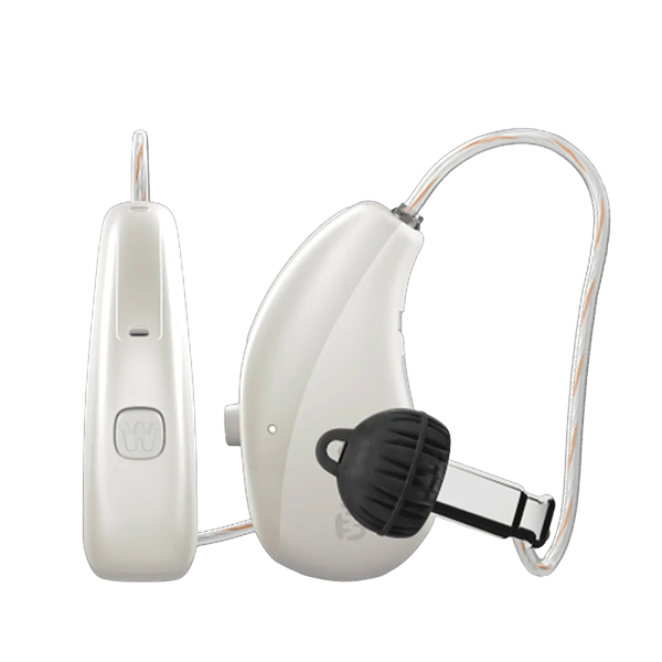Widex Moment Sheet RIC hearing aid in pearl white