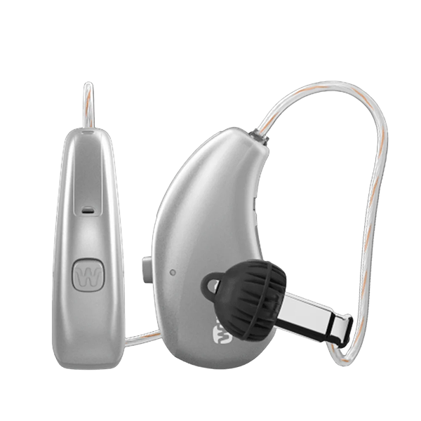 Widex Moment Sheet RIC hearing aid in silver