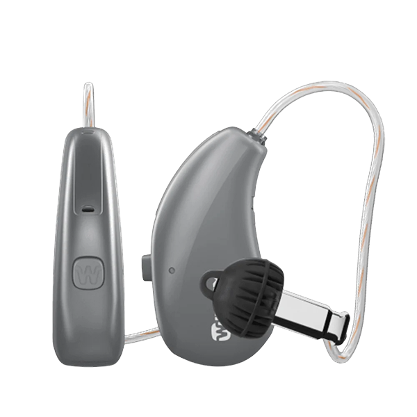 Widex Moment Sheet RIC hearing aid in titanium grey
