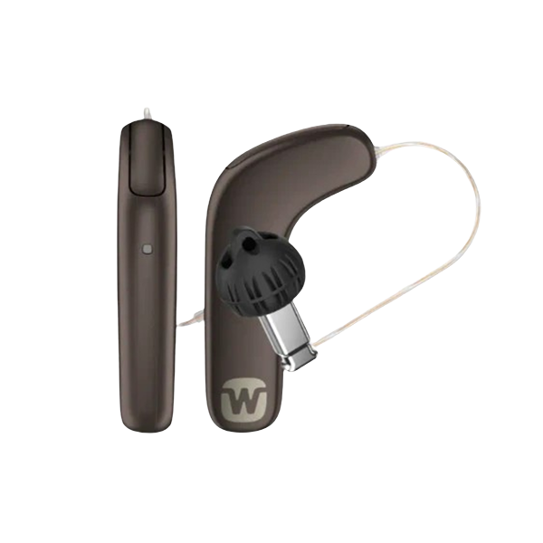 Widex Smart RIC hearing aid in dark cherry