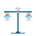 Balanced scale with two weights on each side