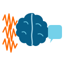 Brain speech icon branded