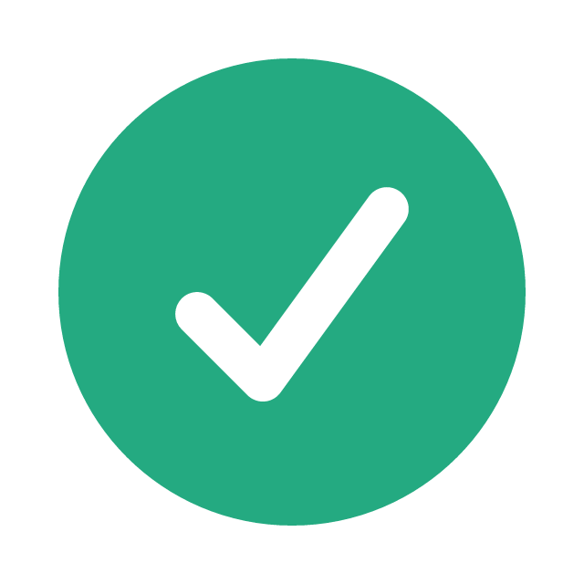 Green circle with check mark in middle 