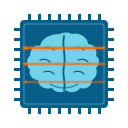 Cognitive brain chip scan icon