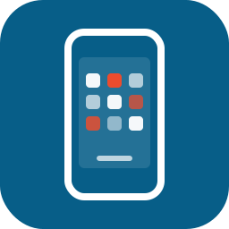 Phone with colorful buttons on a blue background