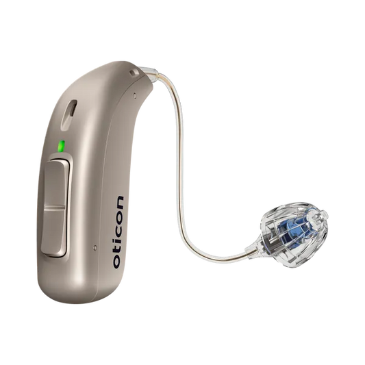miniRITE_R_H1-2023_Left_C090ChromaBeige_LEDgreen_Speaker60_OpenBassDome_900x900px_Original-file.webp