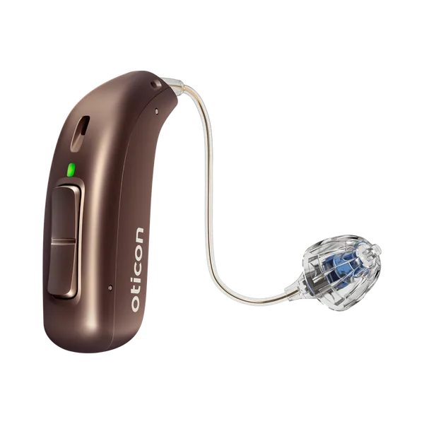 miniRITE_R_H1-2023_Left_C093ChestnutBrown_LEDgreen_Speaker60_OpenBassDome_900x900px_Original-file.webp