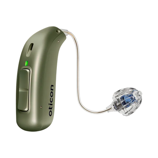 miniRITE_R_H1-2023_Left_C114OliveGreen_LEDgreen_Speaker60_OpenBassDome_900x900px_Original-file.webp