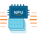 NPU (Neuromorphic Processing Unit) icon with blue and orange design.