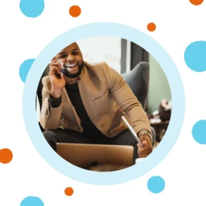 A man talks on the phone.