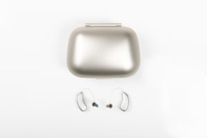 hearing aids and case