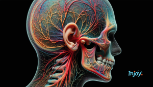 Illustration of the temporomandibular joint and the ear canal