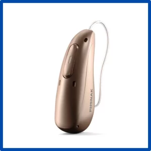 A Phonka Sphere Infinio hearing aid on a white background. 