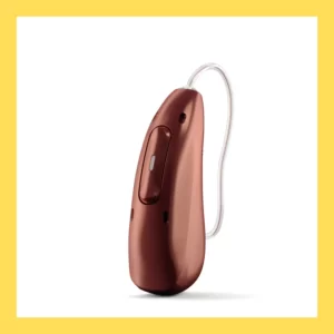 A copper Phonak Audeo R Infinio hearing aid. 