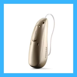 A silver Phonak Audeo Sphere Infinio hearing aid. 