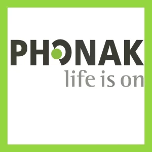 The Phonak logo sits on a white background.