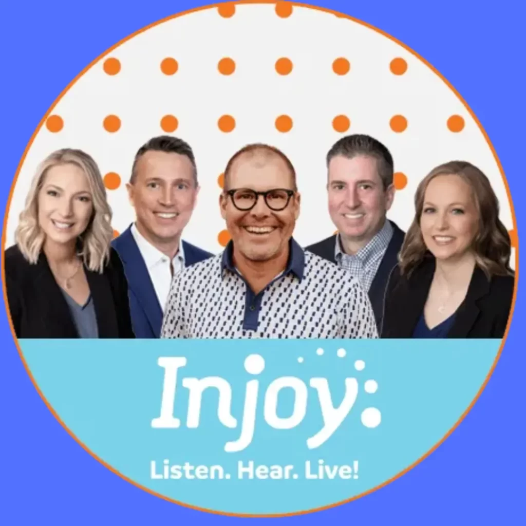 A portrait showing 5 of the team members behind Injoy.