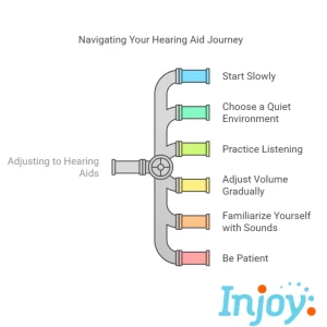 Tips on adjusting to hearing aids show on a chart. 