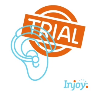 The word "trial" is superimposed over the outline of an ear. 