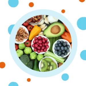 A table is filled with fruits and vegetables. 