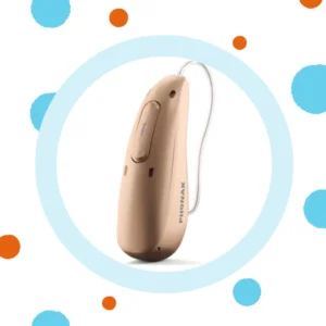 A Phonak Sphere Infinio hearing aid stands on a white background. 