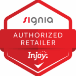 A badge shows that Injoy is a Signia authorized retailer.